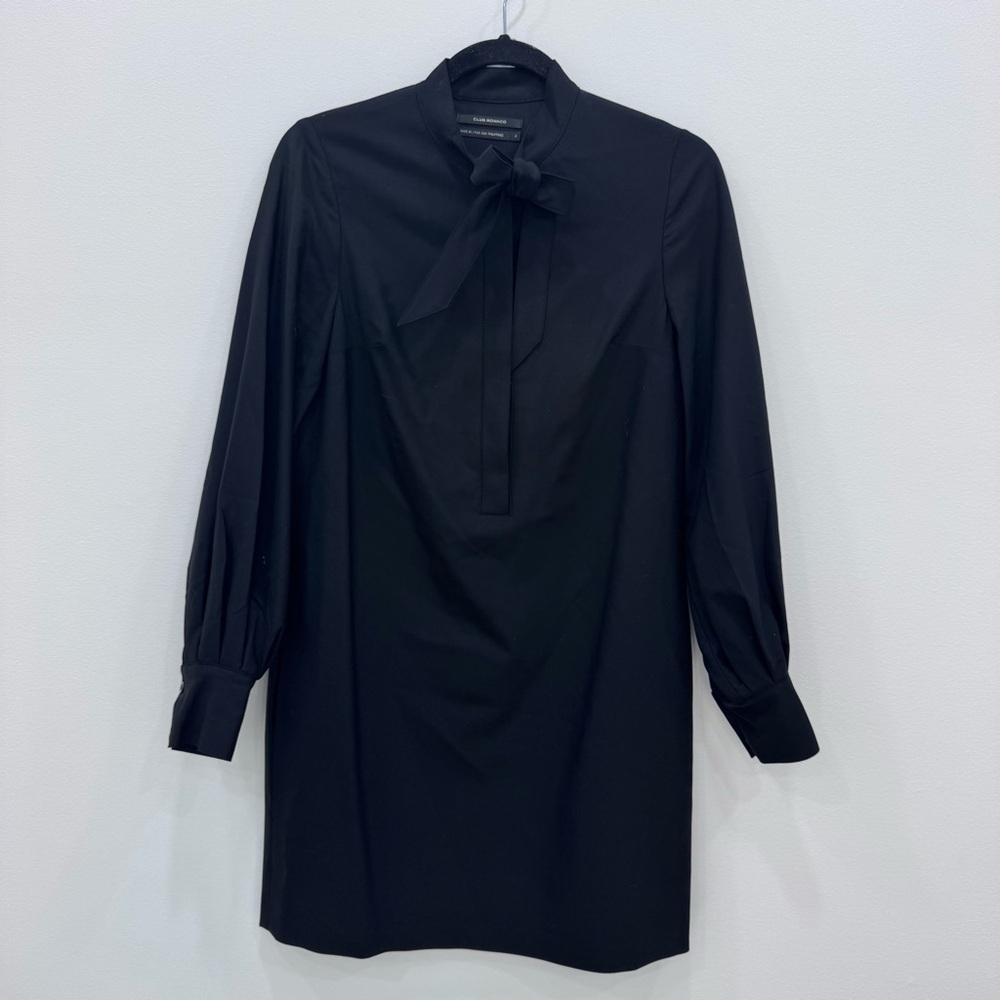 Club Monaco Elegant Black Shift Wool Blend Dress Sz 4
